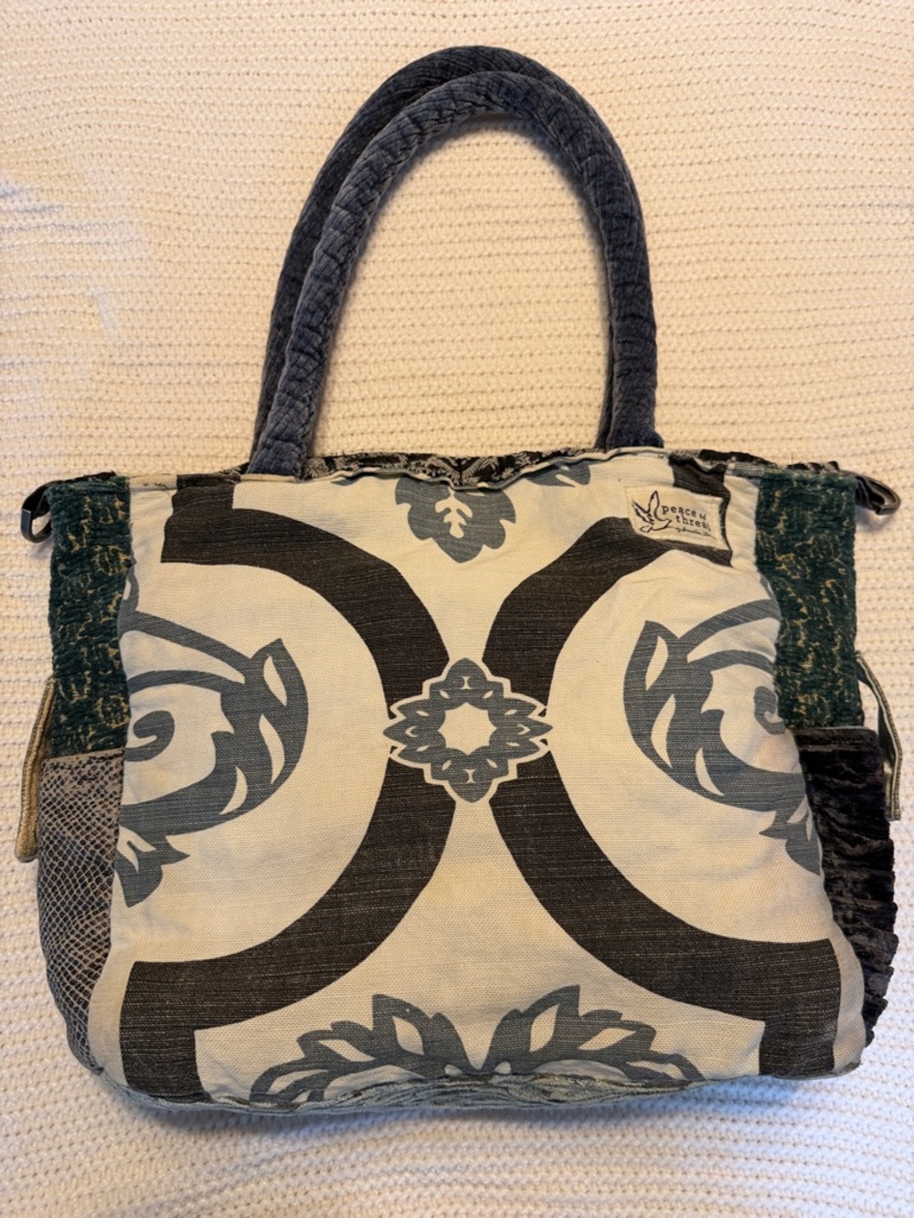Peace of Thread Handmade Boho Tote Bag Patchwork Artisan Purse OOAK